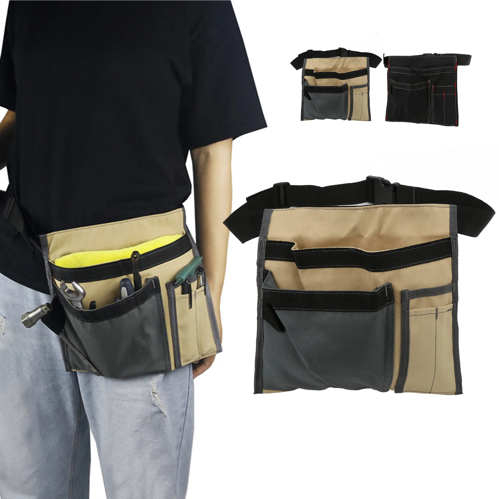 【New】Tool Belt Bag Waist Hanging Canvas Organizer Storage Bag for Screw Nail Nut Drill Bit Repair Kit