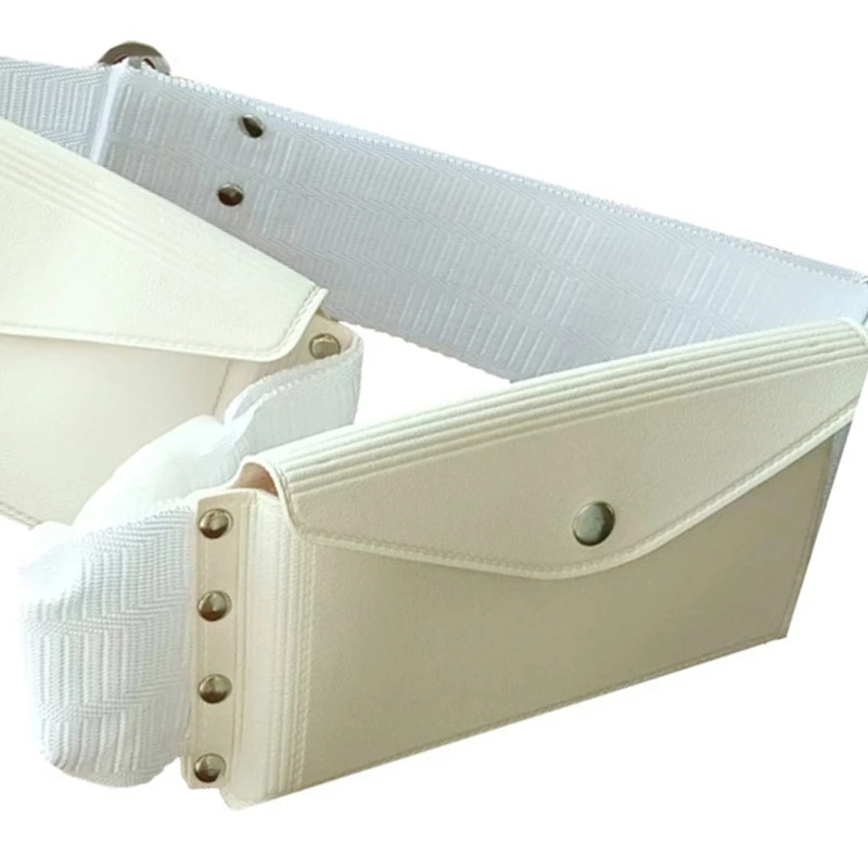 White Waist Chain Waist Pack Studded Belt Front Pockets for Hajj and Umrah