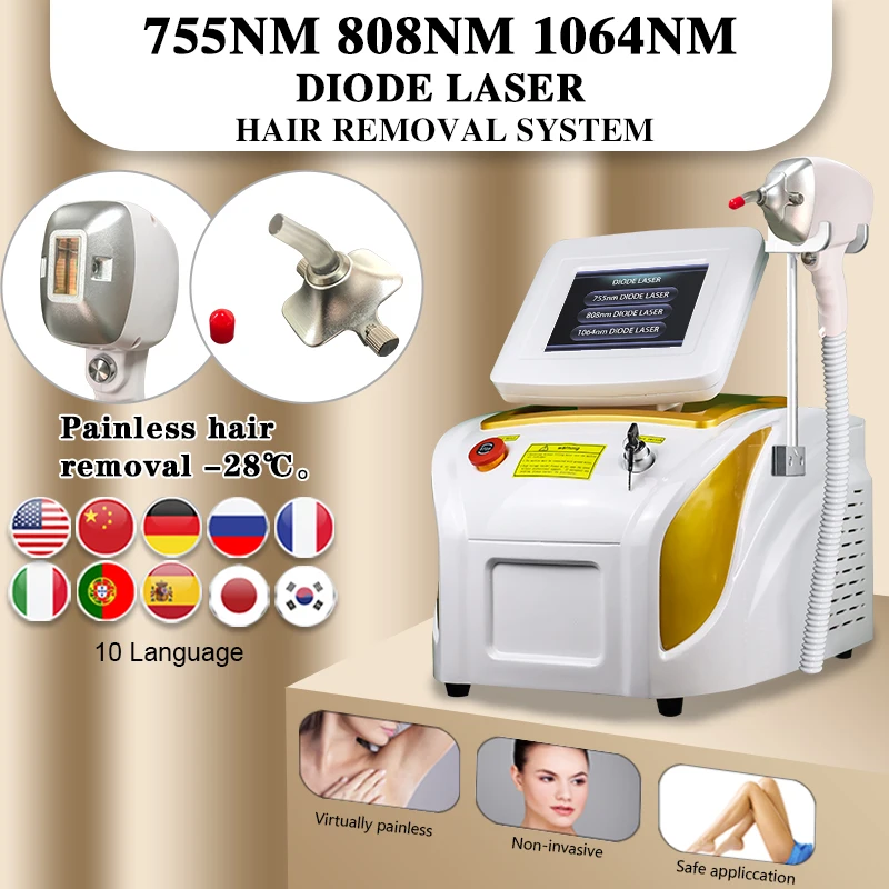 2023 Newest 808nm Diode Laser Painless Hair Removal For All Skin Type Permanent Treatment Machine for salon