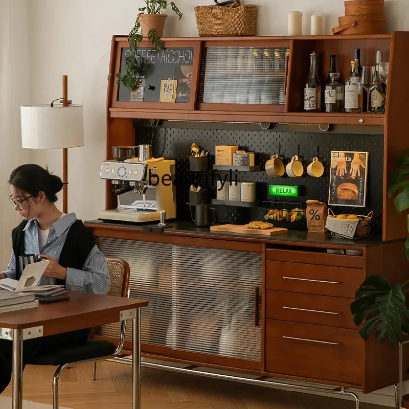 الشمال الرجعية خشب متين خزانة عالية الحائط المتكاملة المطبخ خزانة مشروبات روك مجلس خزانة K4050