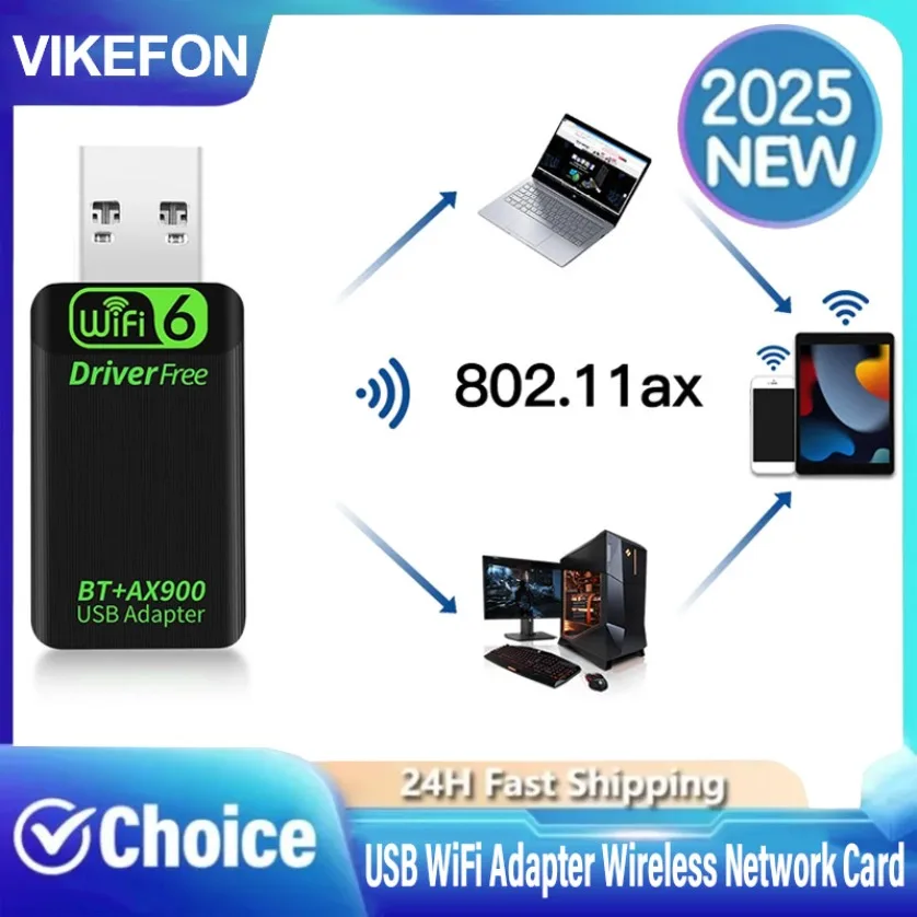 

BT 5.4 AX900 WiFi 6 USB-адаптер Wi-Fi Беспроводная сетевая карта 2,4G/5 ГГц Двухдиапазонный адаптер свободного стабильного сигнала для ноутбука ПК