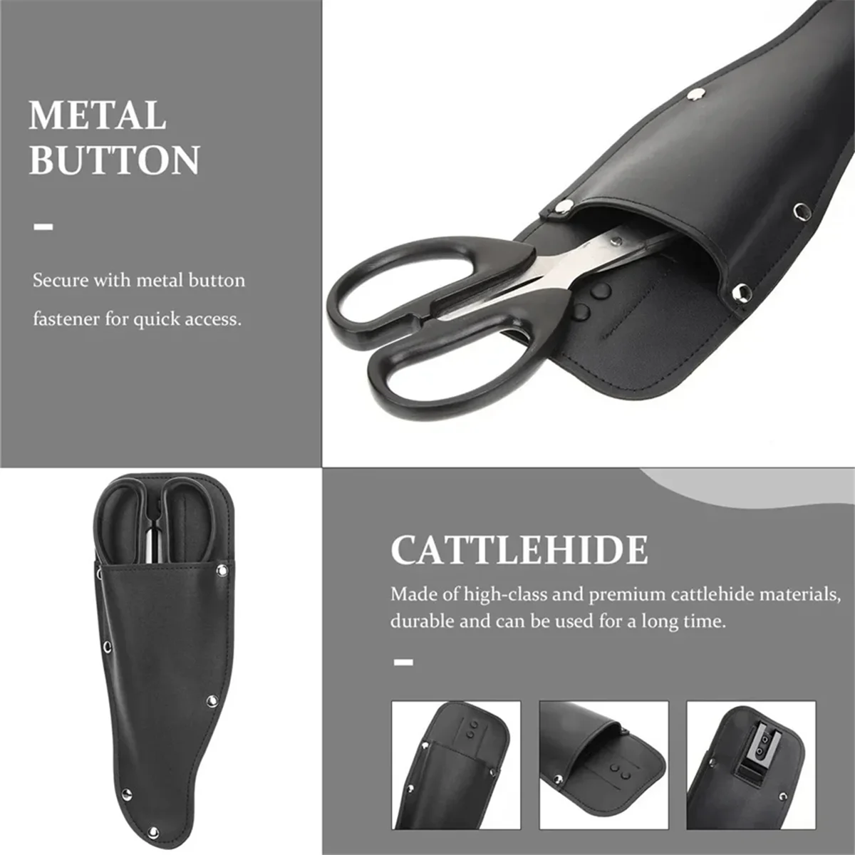 AA25 헤비 듀티 정원 가위 홀더 PU 가죽 허리 도구 파우치 (가위, 전지가위용) 벨트 고리 포함 (야외용)