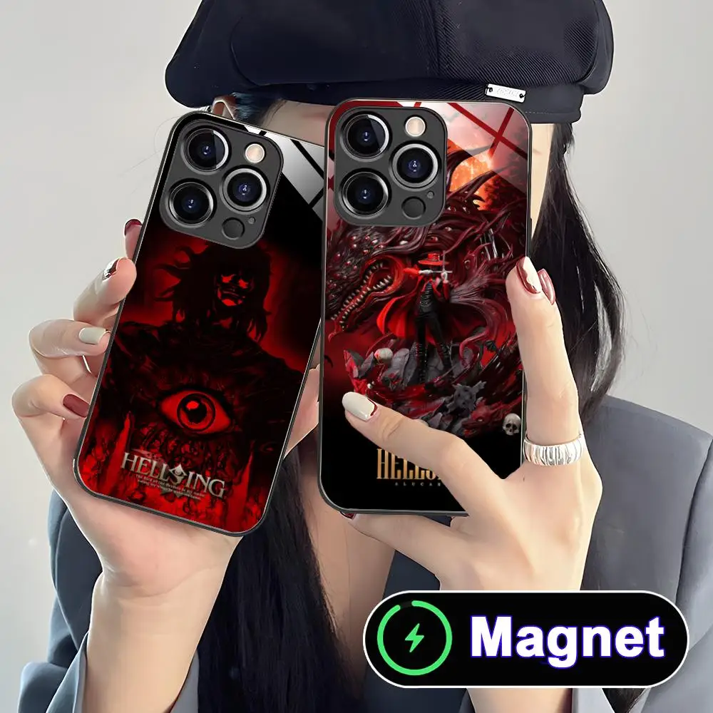 

Anime Alucard Hellsing Phone Case for iPhone 17 16 15 14 13 12 11 Air Pro Max Plus Mini Glass Magnet Cover