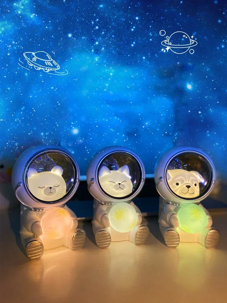 Pet Astronaut USB LED Charge Night Light Galaxy Guardian Astronaut Night Light Bedroom Decoration Star Kids Birthday Gift