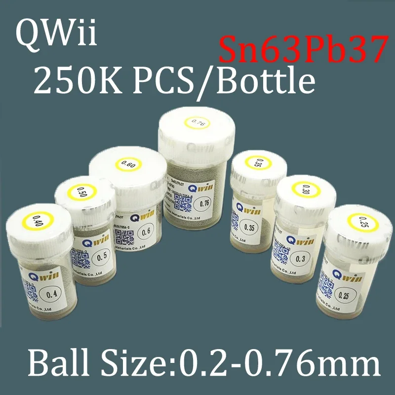 qwii 250k garrafa 02 025 03 034 04 045 05 055 06 065 076 milimetros bga bolas de solda com chumbo para reballing rework sn63pb37 01