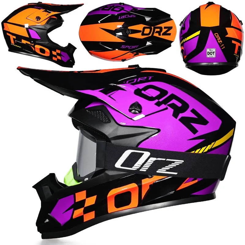 Orz Off-Road Riding Helmets Men's Women's Rally Helmets Large Size Cardine Racing Breathable Off-Road Helmets Full Face Helmet