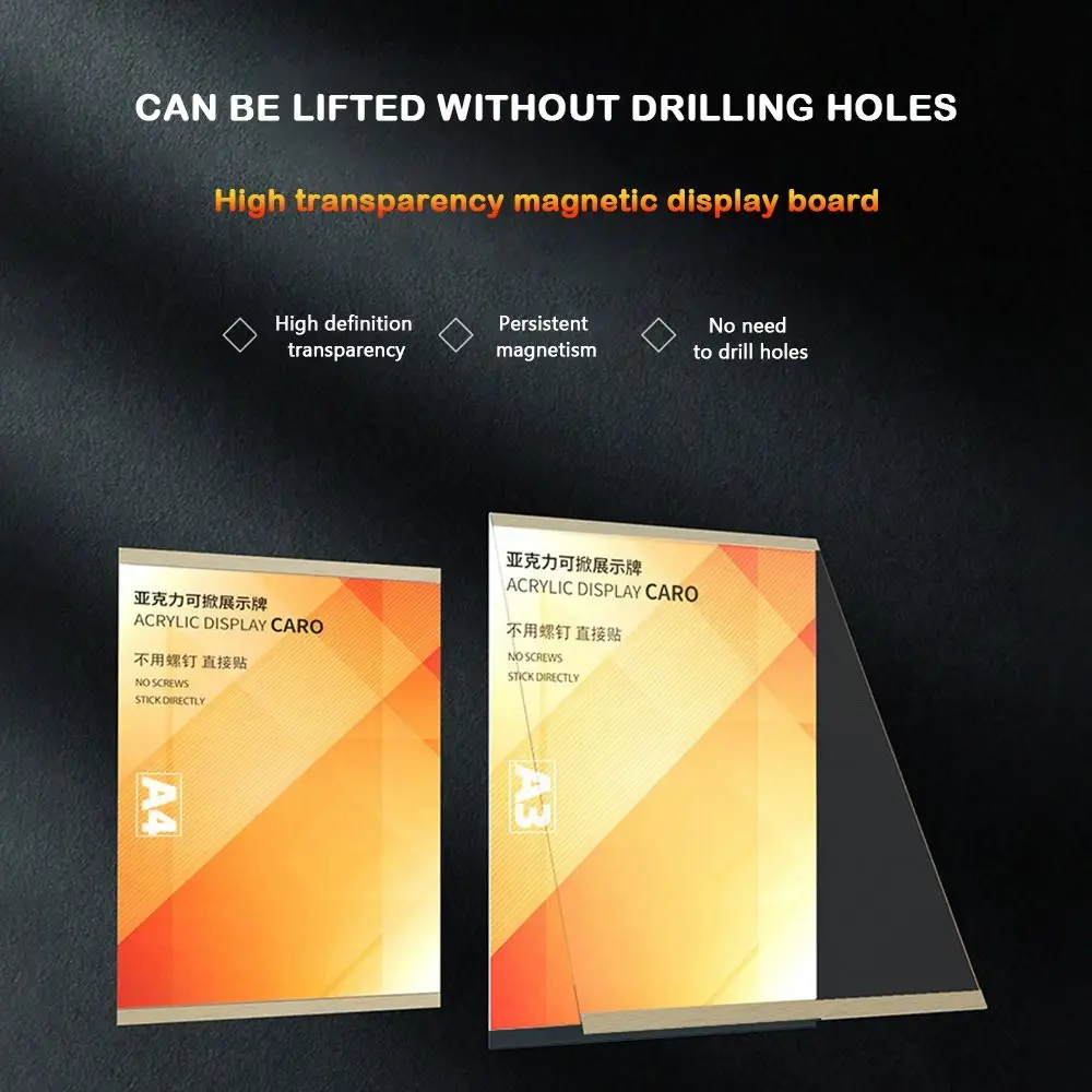 High Quality Acrylic Display Frame Magnetic Wall Mounted Business License Frame Transparent A3/A4/A5 Certificate Frame