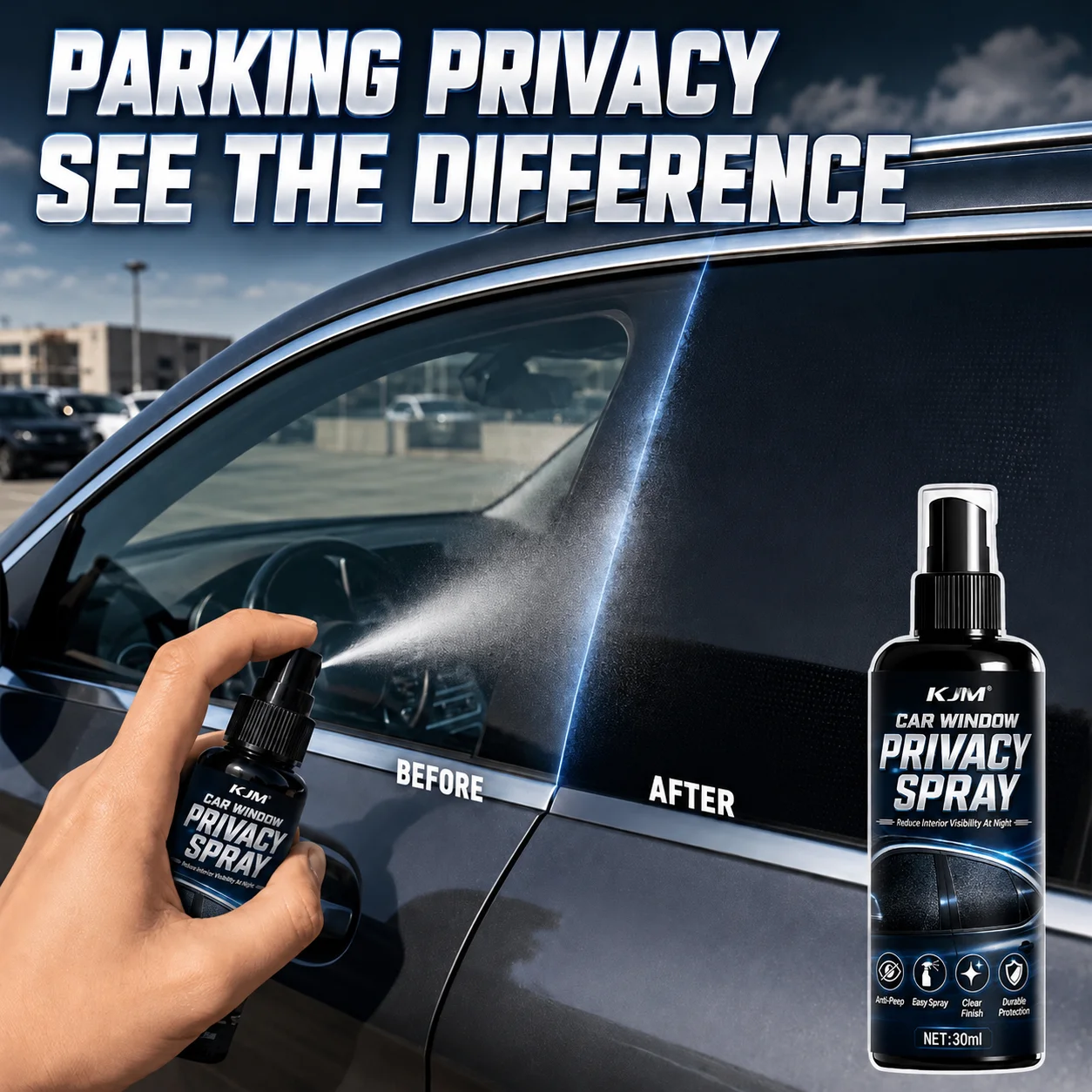 Car Window Privacy Film Night Parking Clear Tint For Side Rear Glass Interior Visibility Reduction Surface Protection