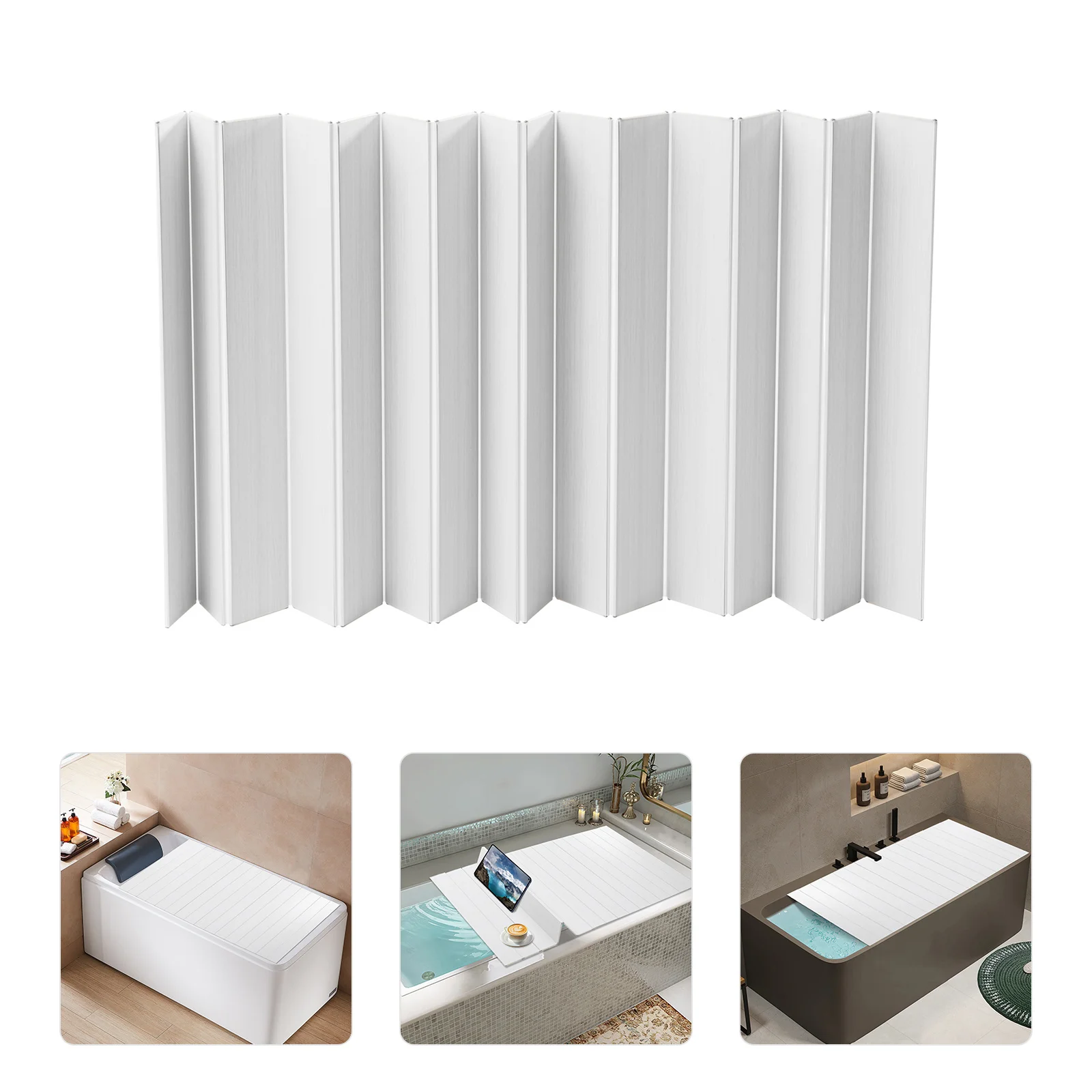 Bild 4: Faltbare Badewannenabdeckung 170*70*0,65cm PVC-Badekappendeckel mit Wärmespeicherung 5 kg Tragkraft für Badezimmer Spa Entspannung