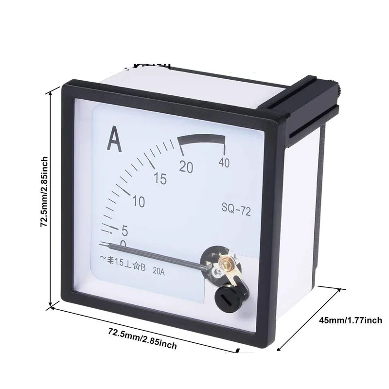 Amperímetro medidor de Panel de corriente, amperímetro de 72x72mm, SQ-72, 72L1, CZ72, CA, 5A, 10A, 15A, 20A, 30A, 50A, 1 unidad