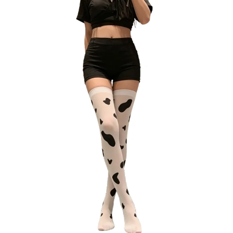 1 Pair – Cow-Print Over-the-Knee Socks – Sweet-Cool/Edgy & Innocent Vibe – Cosplay – Versatile High Socks