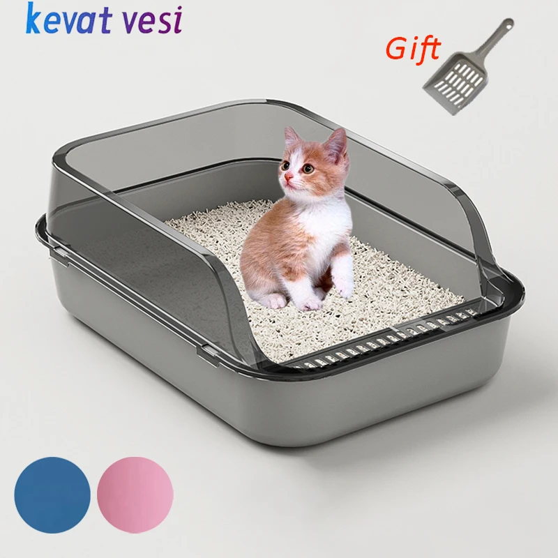 

Cat Litter Box Semi-enclosed Detachable Cats Bedpan High Side Anti-Splash Kitten Litter Pan with Cat Litter Shovel Pet Supplies