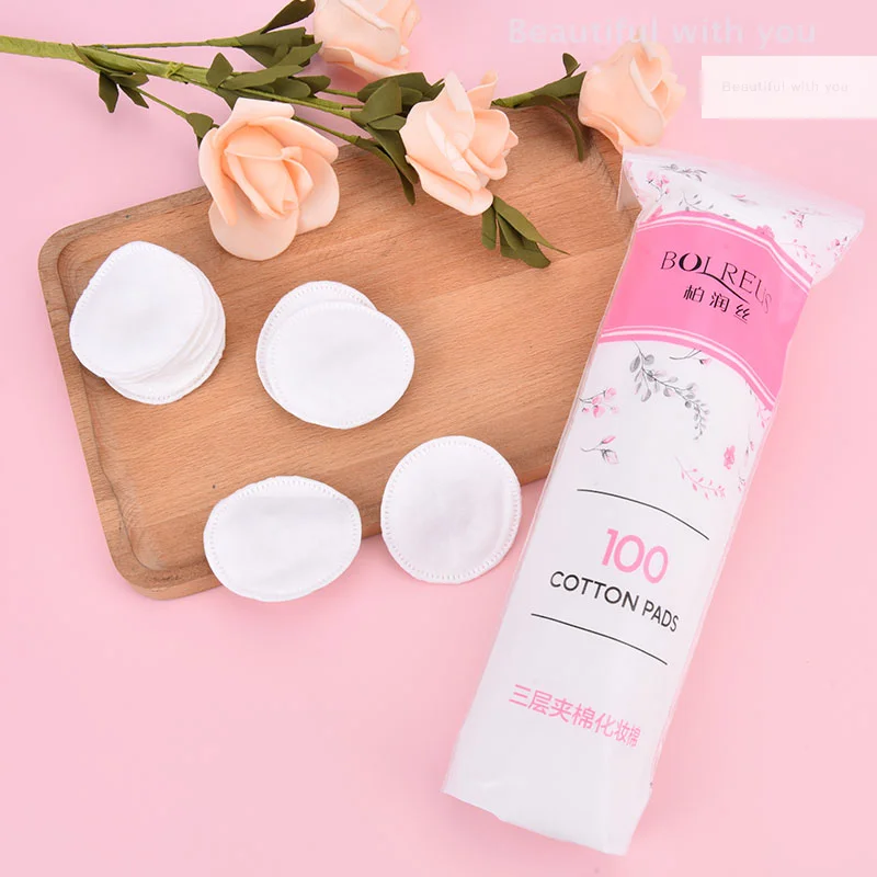 綿パッド 100 個 ラウンド 100% コットン シンプル ソフト メイクアップ マニキュア リムーバー