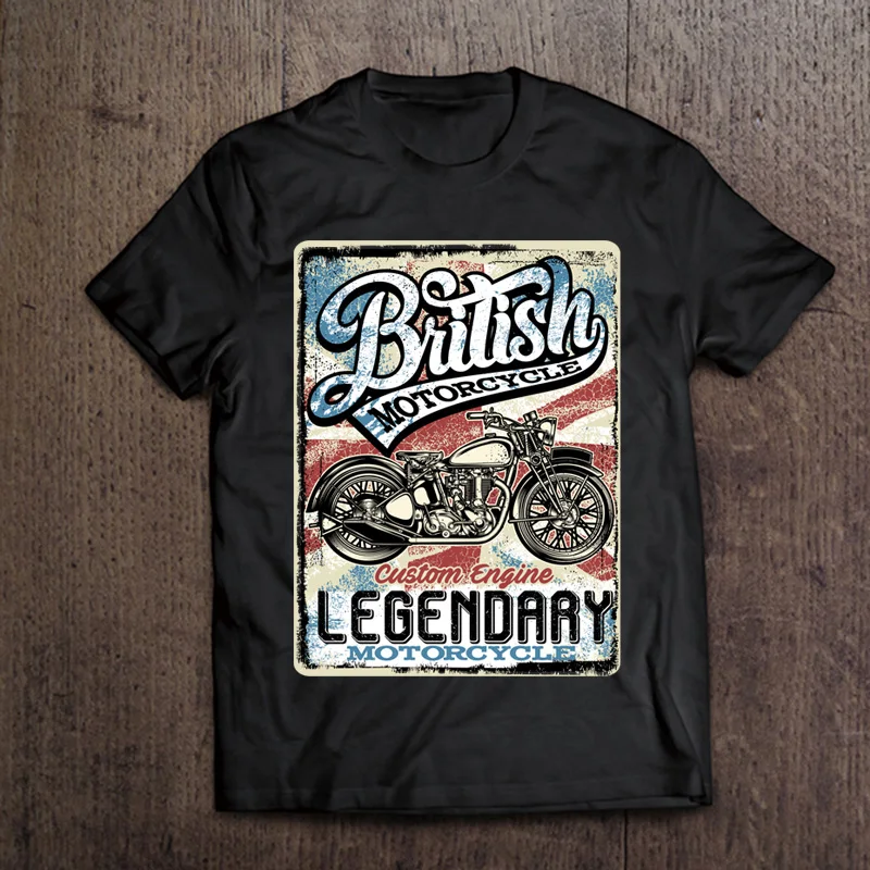 

American Retro European Motorcycle Heavy Short Sleeve T-shirt Male Rock Cotton Harley Motorcycle May Khaki Print T