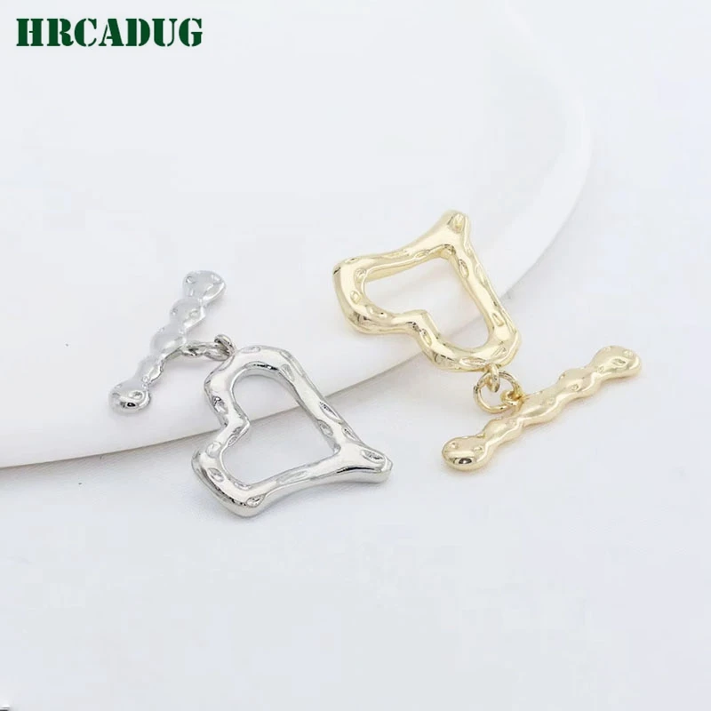 Simple Love Heart Buckle Rhodium Plated Toggle Clasps For Necklace Connectors DIY Handmade Bracelet Jewelry Making Supplies