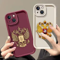Russian Flags Emblem Phone Case For iPhone 15 14 13 12 11 Pro XS Max X XR SE 7 8 6 6S Plus Soft Silicone Case Funda Coque Shell