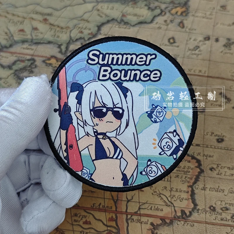 Blue Archive Summer Bounce Tactical Hook&Loop Patchs for Clothing Game Gun Girl Personalized Backpack Badge Sticker