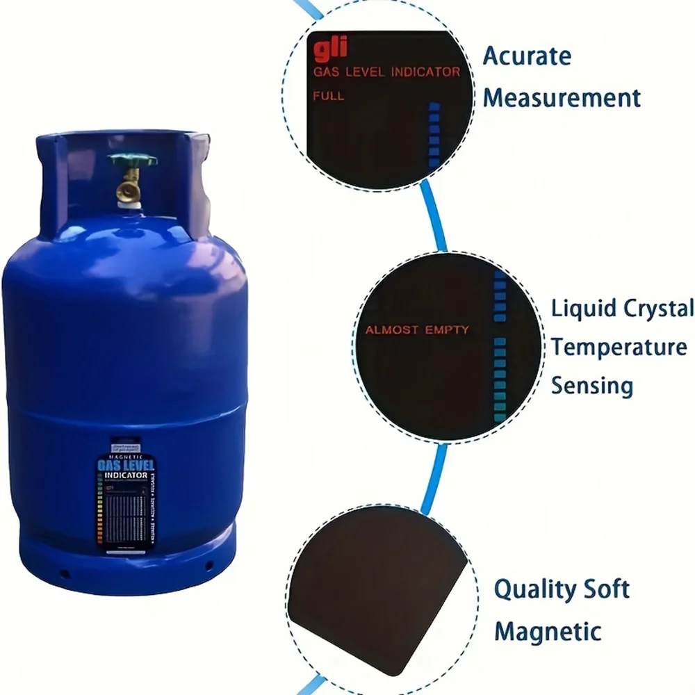1/2 szt. Praktyczny pojemnik na paliwo LPG z propanem i butanem wskaźnik poziomu magnetyczna karta pomiar temperatury butelki na przyczepę kempingową