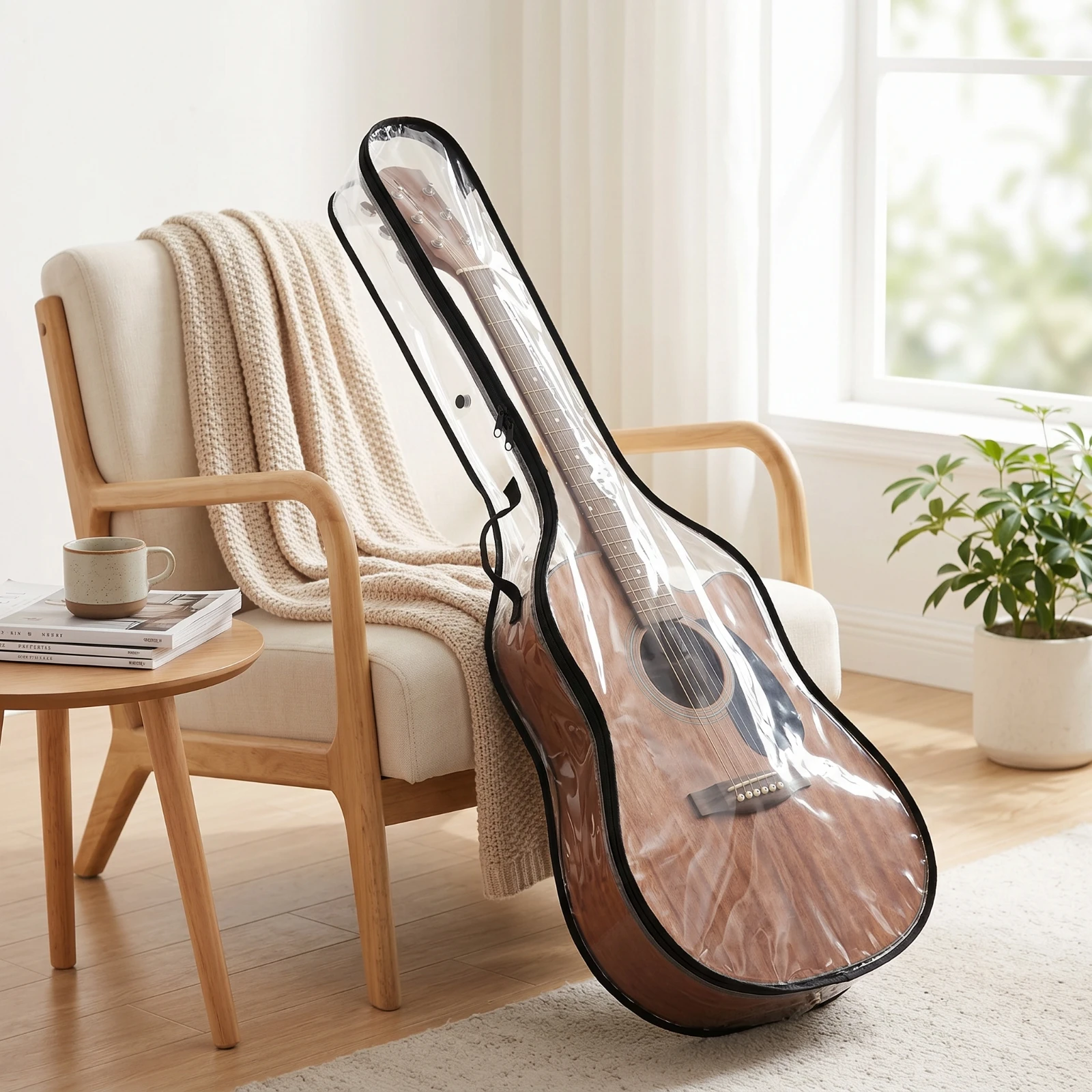 Housse de guitare transparente en TPU avec poignée latérale, étui souple, protection contre la poussière avec poche latérale pour 40 à 41 pouces