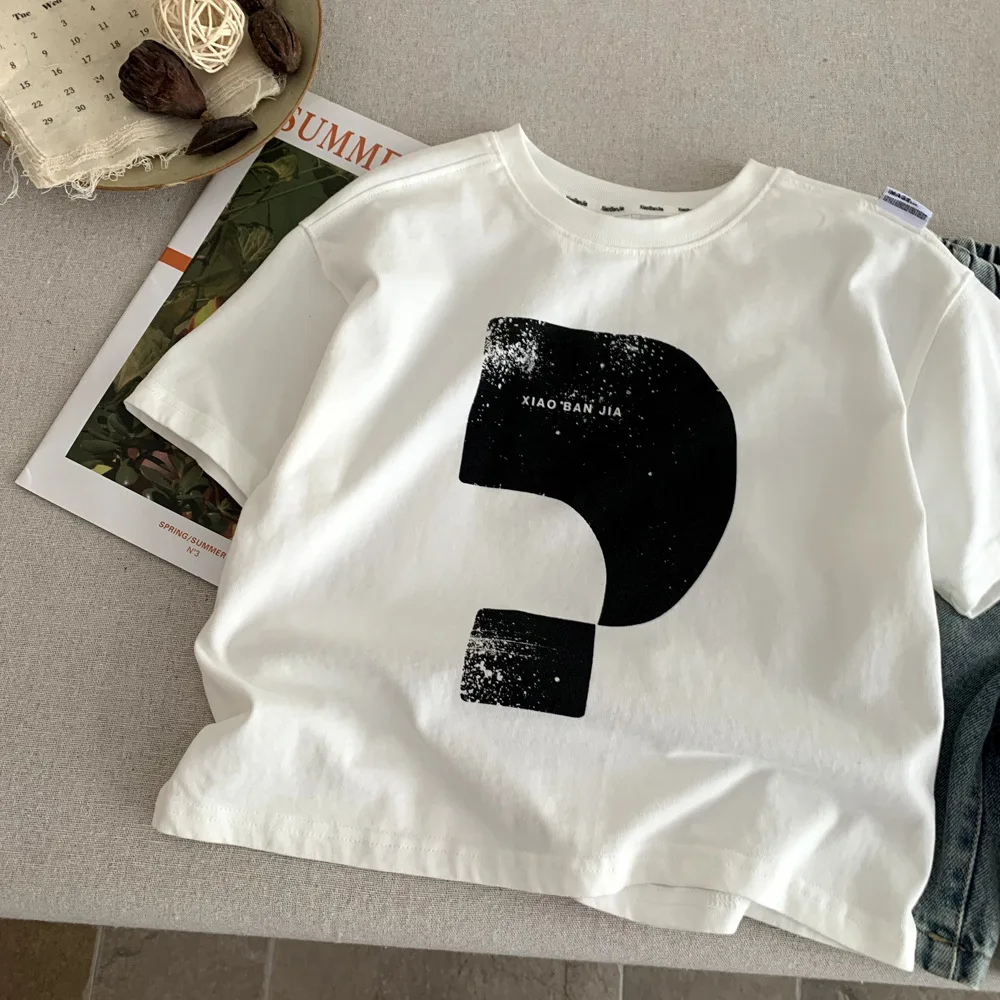 Boys T-shirt 2026 Spring and Summer New Children's Clothing Korean Style Boys and Girls Foreign Symbol Printed T-shirt 3