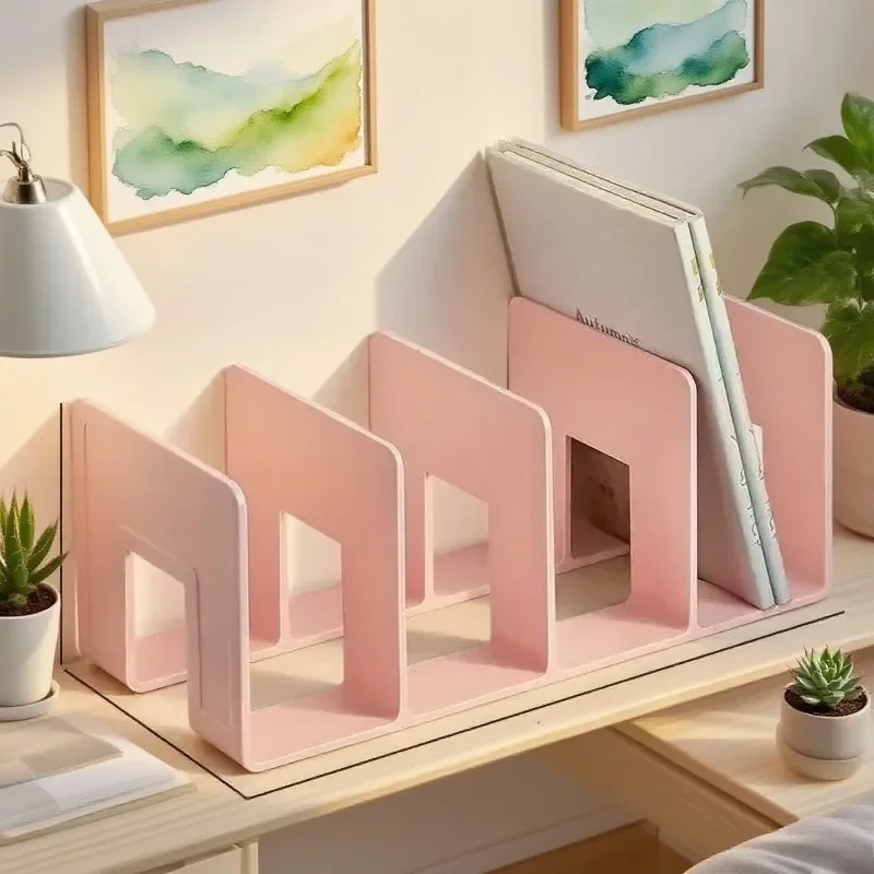 Minimalist Divided Bookend Stand Multi‑Compartment Desktop Book & File Sorter Home Study Table Stationery Organizer