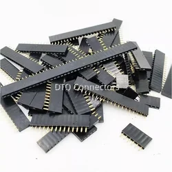 10Pcs2.54mm Pitch Single Row Female Pin Header Socket 2~40P PCB Board Connector Strip Gold Plated Pinheader Terminal for Arduino