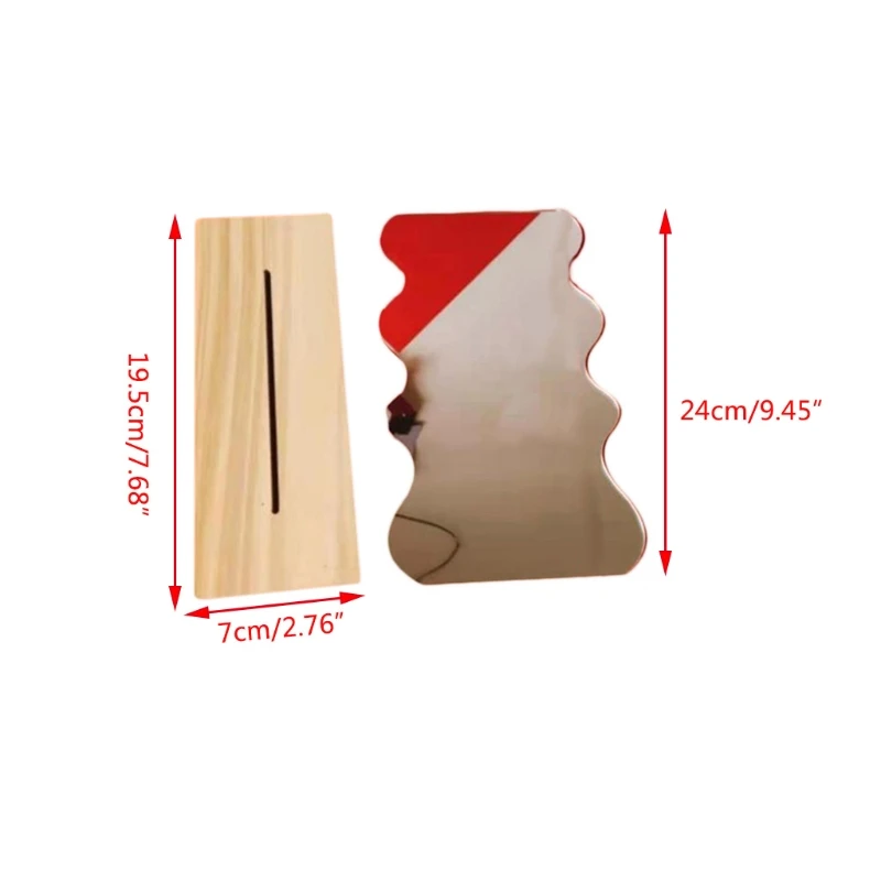 Không Đều Gương Trang Điểm Mỹ Phẩm Ins Gương Acrylic Để Bàn Trang Trí Nhà Với Đế Gỗ Cho Phòng Khách Phòng Tắm Phòng Ngủ