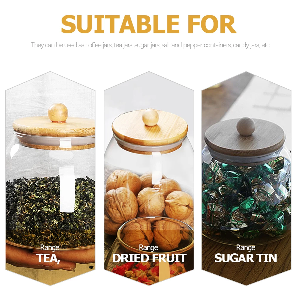

Glass Storage Jar Airtight Bamboo Lid Flour Sugar Container Food Storage Canister Jar for Grains