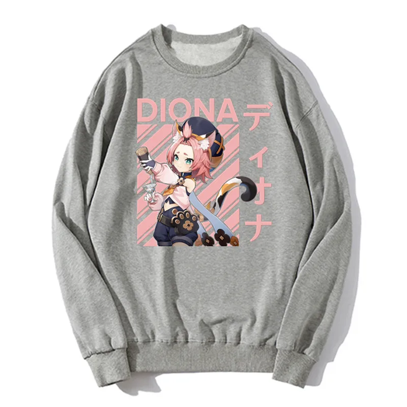 Genshin Impact Action Role-playing Game DIONA Hoodie Clothing Anime Sweatshirt O-neck Men Unisex Sweater Harajuku Pullover