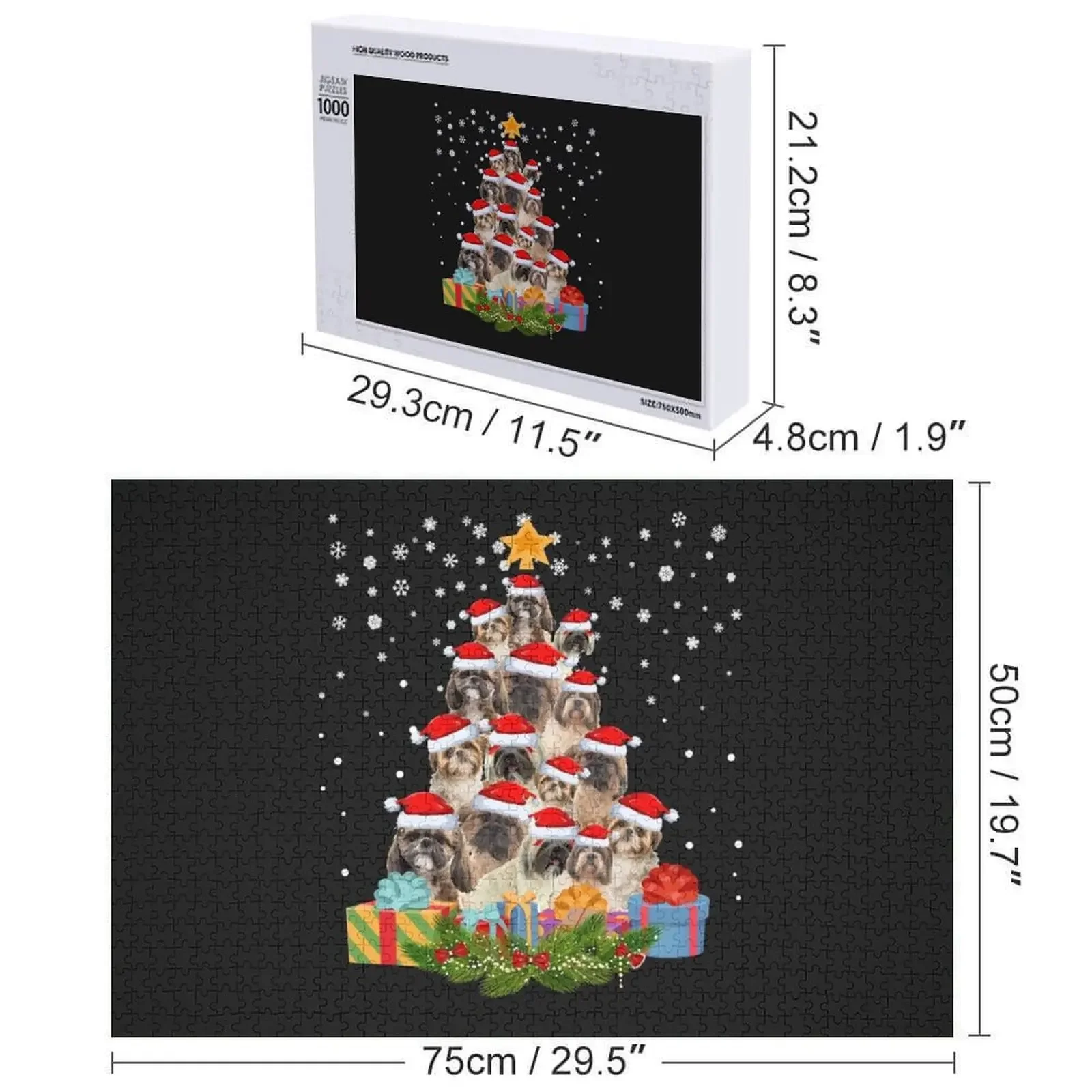 Shih tzu árvore de natal engraçado natal para shih tzu amante do cão quebra-cabeça jogo crianças bebê quebra-cabeça de madeira