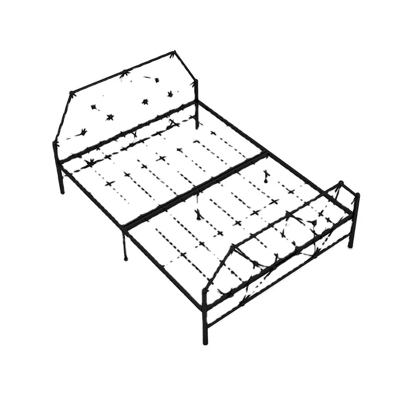 

Simple modern single double wrought iron metal bed, geometric art single apartment iron frame bed household iron bed