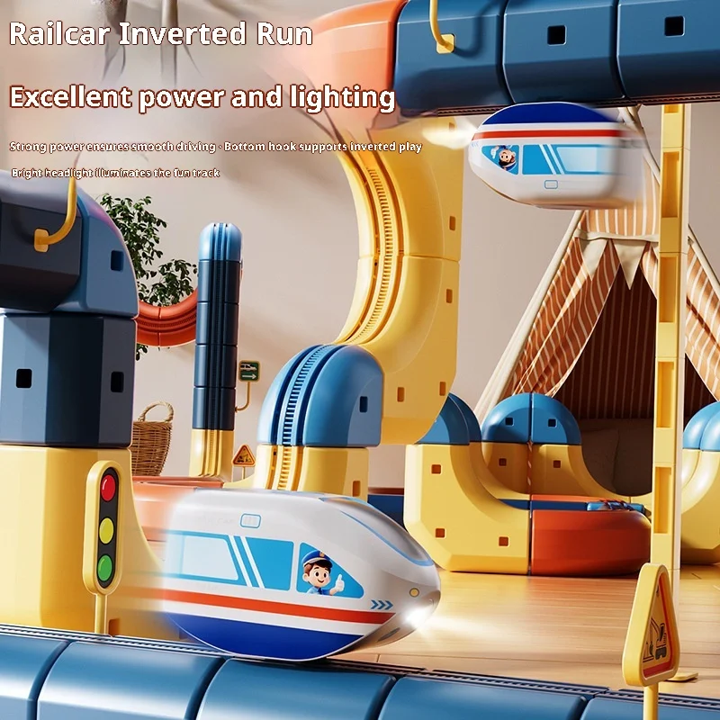 Snaen magnetische elektrische treinset voor kinderen - STEM educatief bouwspeelgoed, creatief doe-het-zelf anti-zwaartekracht auto Montessori speelgoed