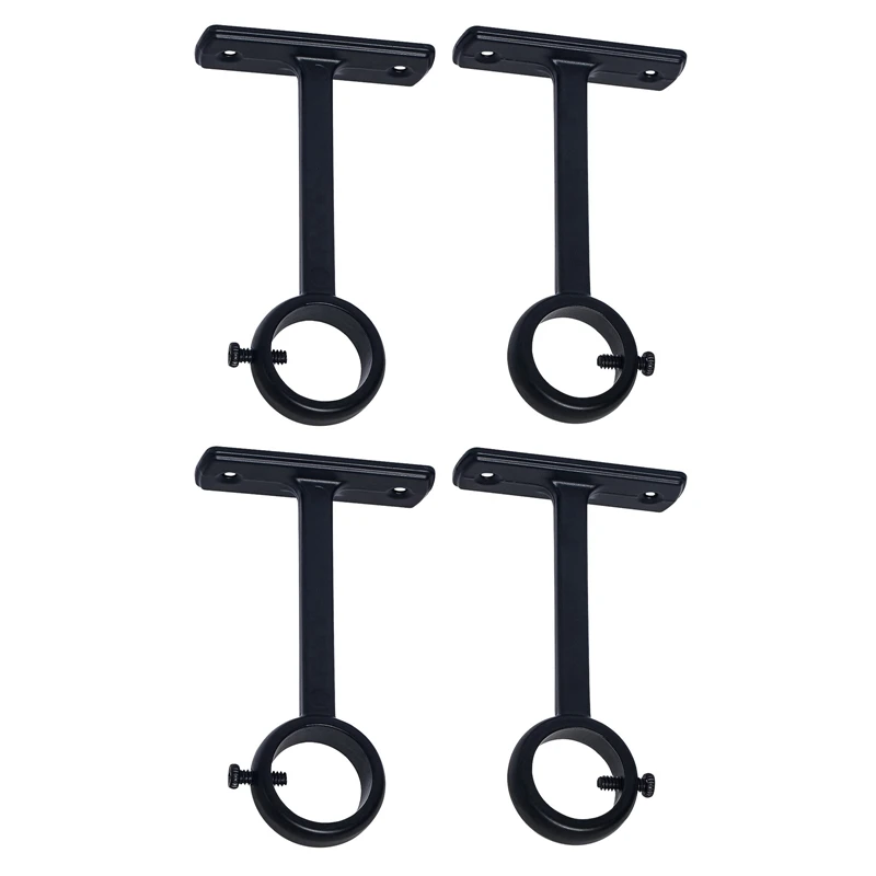 Ceiling Mounted Curtain Rod Brackets, Heavy Duty Ceiling Bracket For 1 Inch Curtain Rod Holder(Set Of 4, Black)