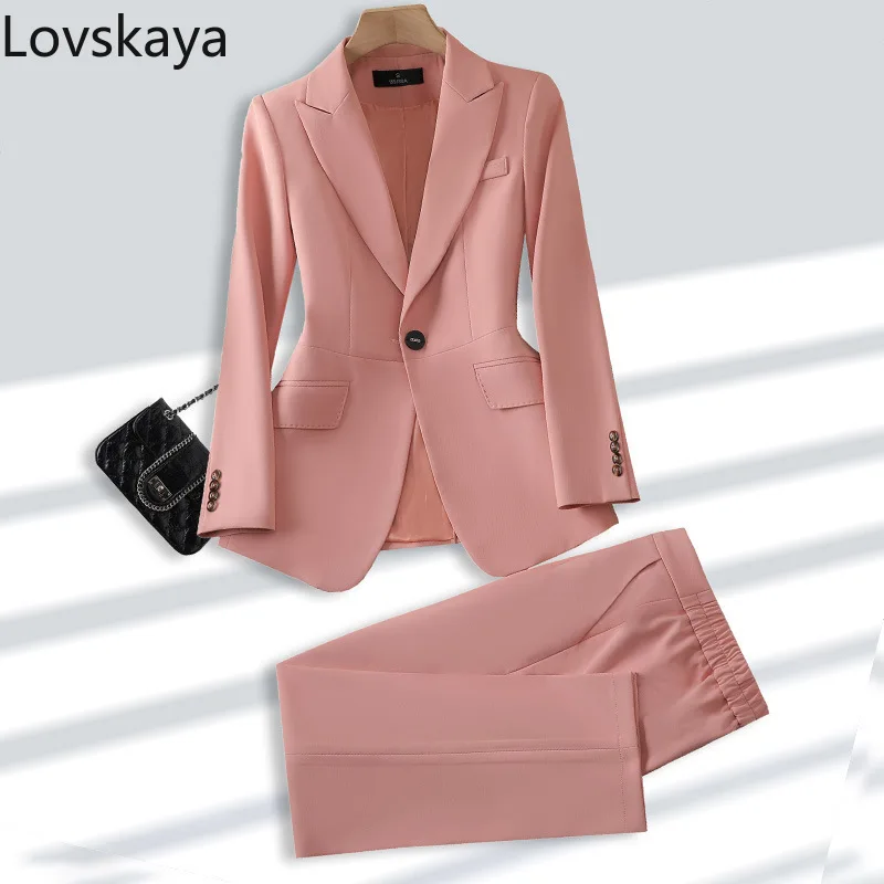 

Korean version of women's long sleeved professional formal suit set interview work uniform