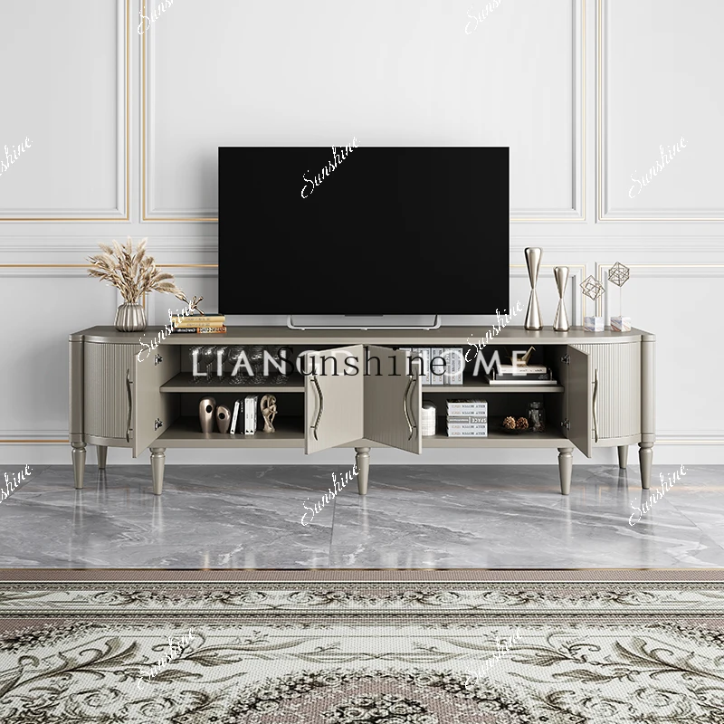 American light luxury solid wood post-modern champagne coffee table TV cabinet combination living room audio and video  FT