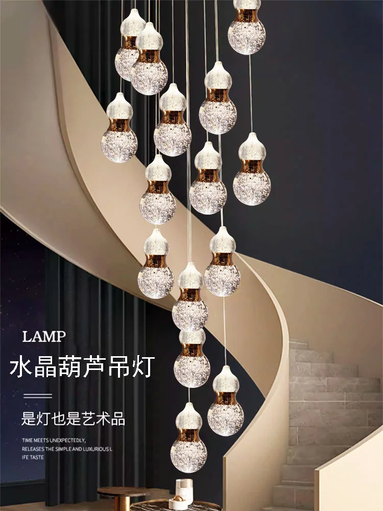 

Nordic Duplex Staircase Crystal Gourd Chandelier Luxury Villa Rotating Staircase Entrance Light for High-Ceiling Split-Level Apa