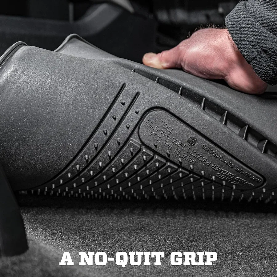 سجادات أرضية Weatherbeater لـ 20152025 F150 SUPERCREW SUPERCAB فقط بما في ذلك نماذج البرق 20222025 صف أمامي أسود متين