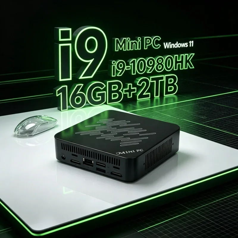 Intel Core i9 10980HK Linear‑Stripe Pattern High Performance Mini PC 32GB RAM 1TB SSD 4K Gaming Office Home Desktop Computer