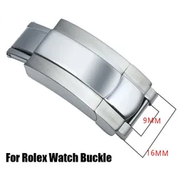 Solid Stainless Steel Folding Buckle for Rolex Submariner Oysterflex Daytona GMT Watch Band Strap Deployment Clasp 16X9mm