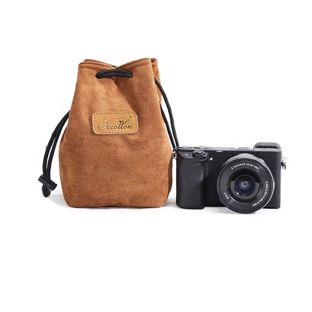 Vintage Soft Camera Storage Bag Dustproof Polar Fleece Lining Lens Protective Case Handbag Waterproof Lens Pouch Traveling