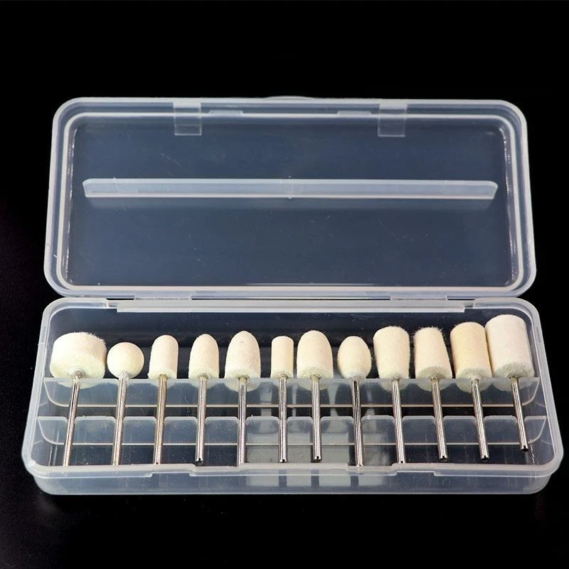 12Pcs/pack Wool Polishing Buffing Head Set Electric Nail Drill Manicure Grinding Bits s