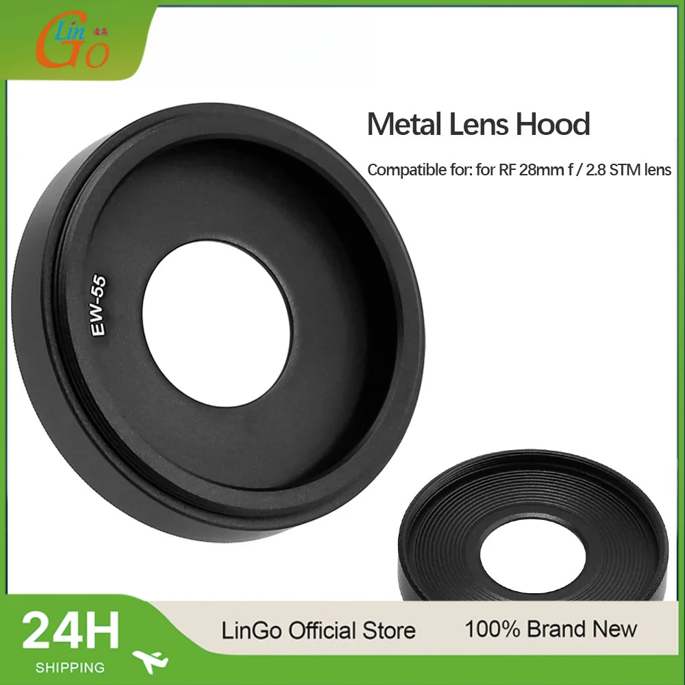 Lin Go Metal Lens Hood for Canon RF 28mm f/2.8 STM Lens, Aluminum Alloy Shade Protector Replaces EW-55