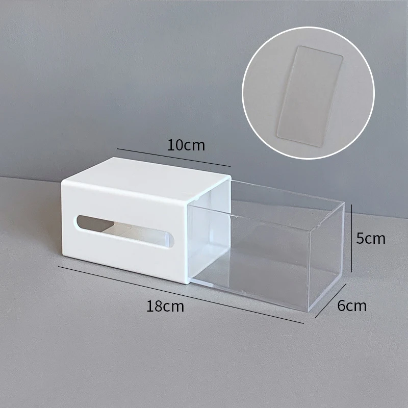 Bathroom Wall-Mounted Cotton Swab Storage Box Dormitory Non-Perforated Telescopic Storage Box Head Rope Hair Ring Mini Glove Box