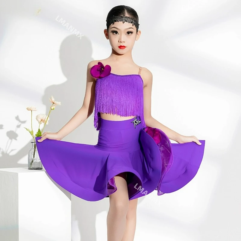 

Новое платье для латинских танцев 2025 года, женское и детское танцевальное платье, комплект с юбкой с кисточками