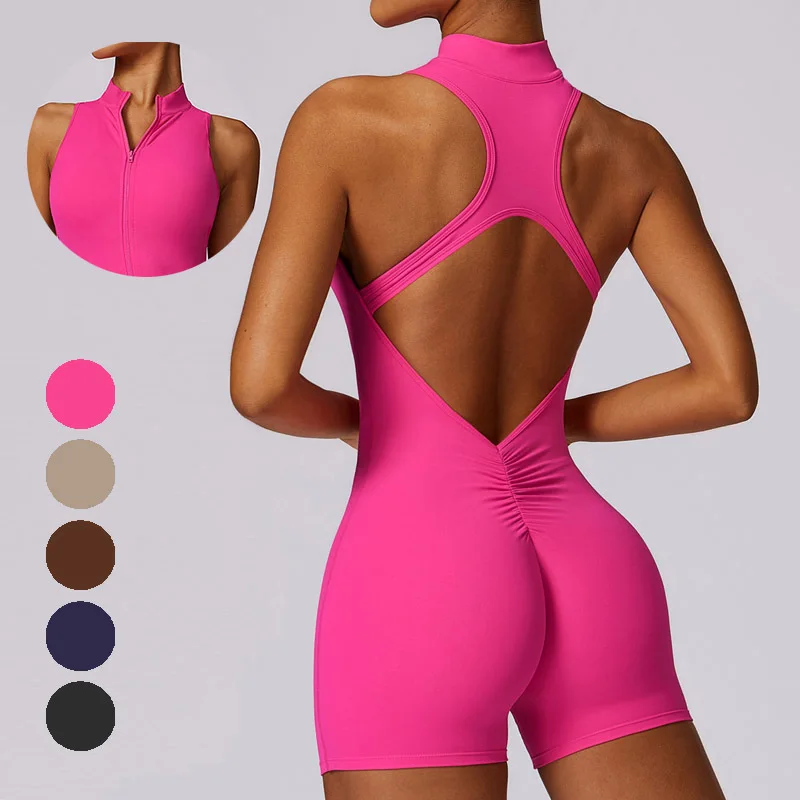 

Tight Fitness Jumpsuit Yoga Sports Running Workout Jumpsuits Woman Slim Sleeveless Backless Sportswear Women Gym Clothes