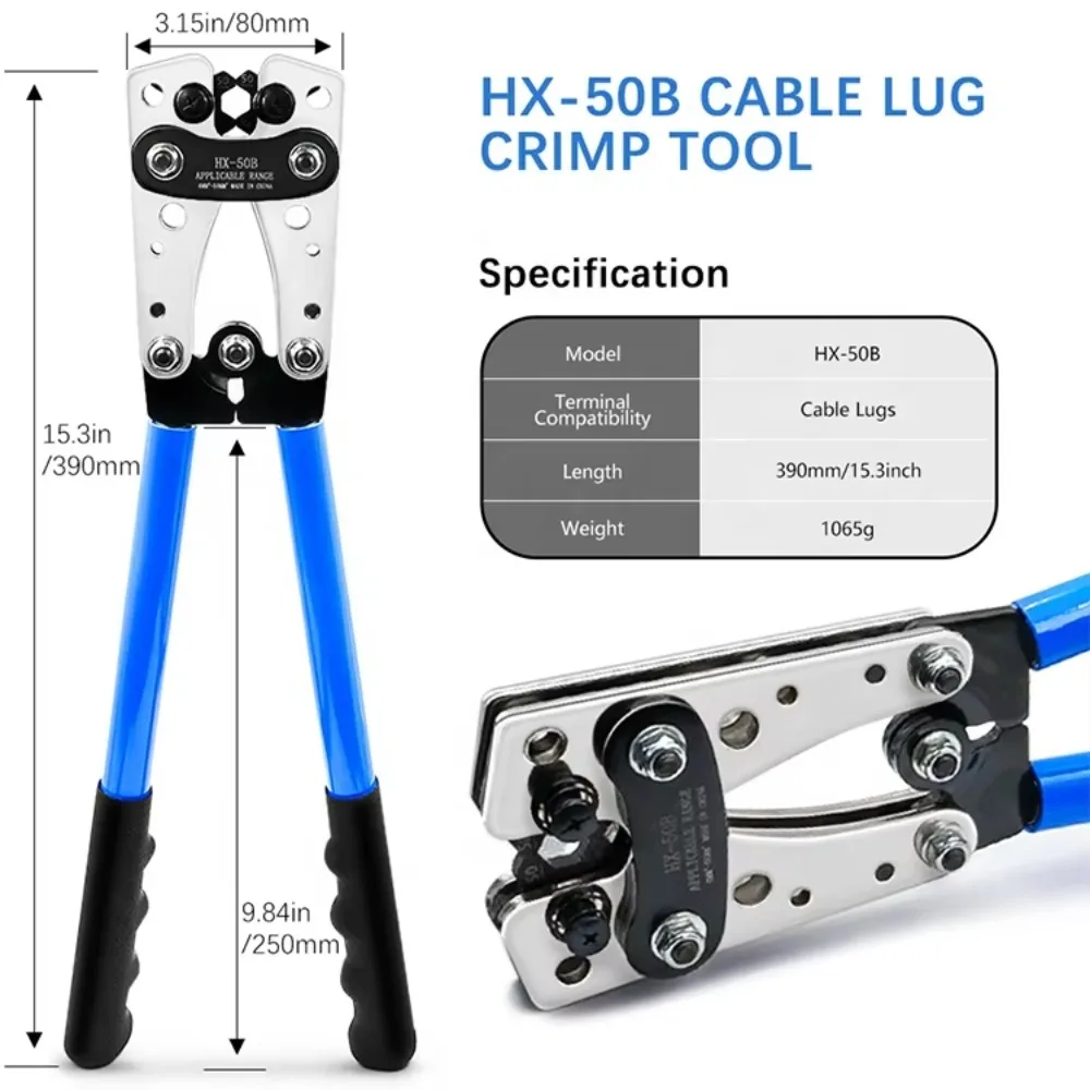 HX50B Terminal Crimping Plier Copper Lug Wire Crimping Tool For SC JG UT OT Bare Terminal Pressing