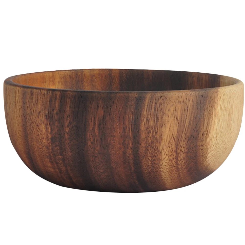 

Sturdy Natural Wood Household Kitchen Supplies Deep Soup For Salad Fruits Cereals Wooden Food Container Smooth Edges