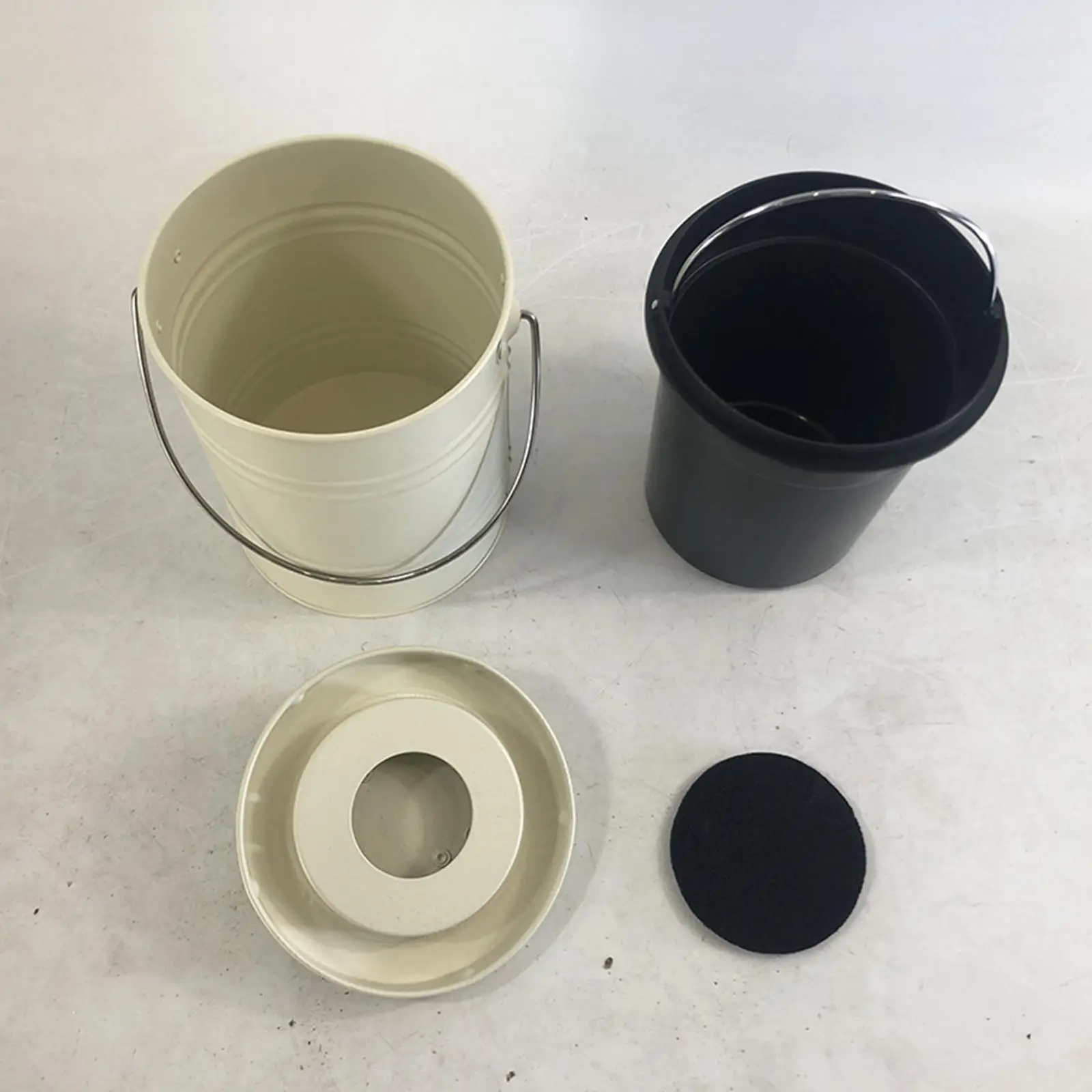 Composting Bin with Basket Iron Material Rubbish Container with Lid Small Elegant Trash Can for Kitchen