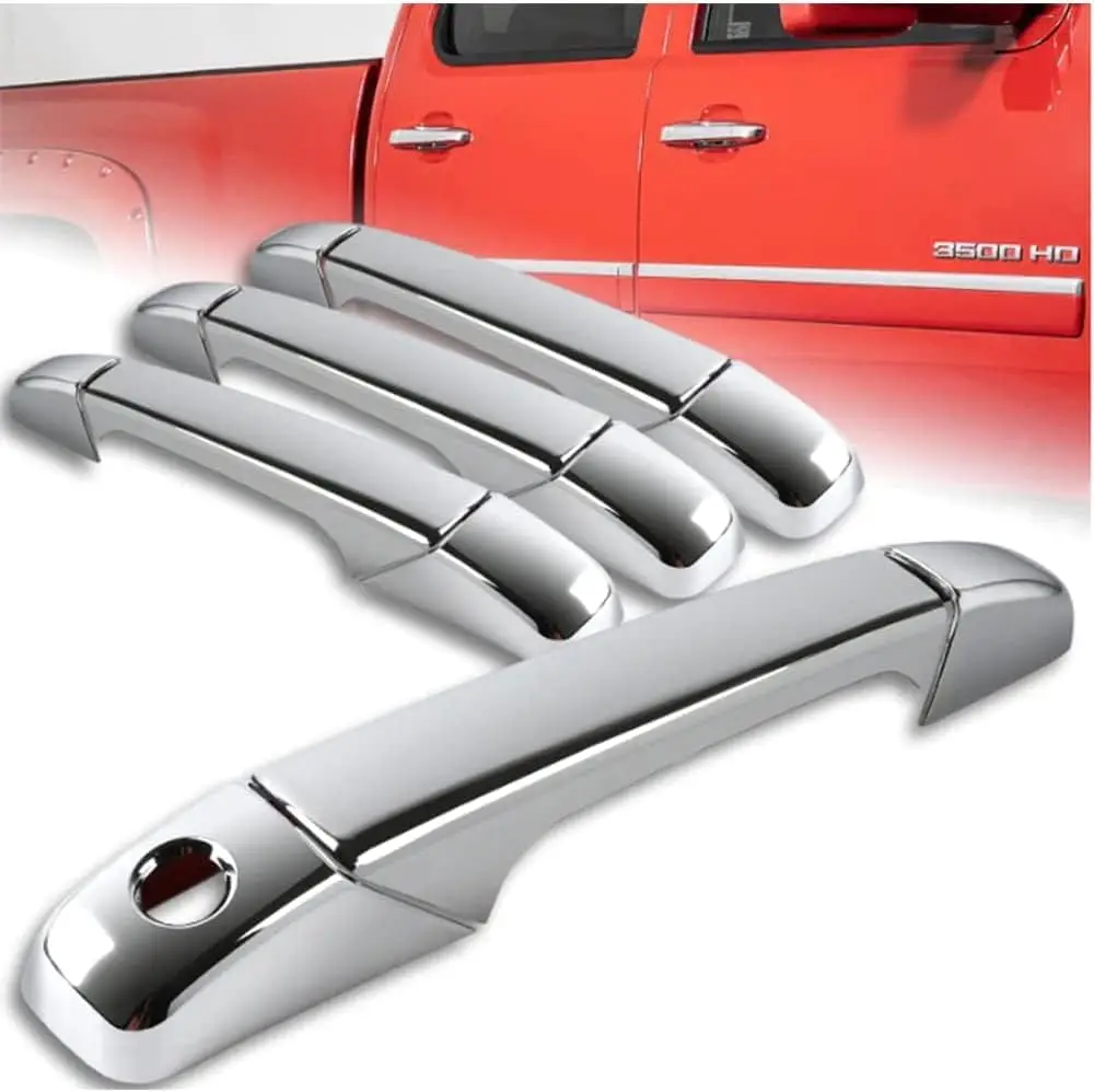

CHROME Door Handle Covers for 07-14 Chevy Chevrolet Suburban/Tahoe/Avalanche/07-13 Silverado 1500 2500 3500 GMC w/o Passenger KH