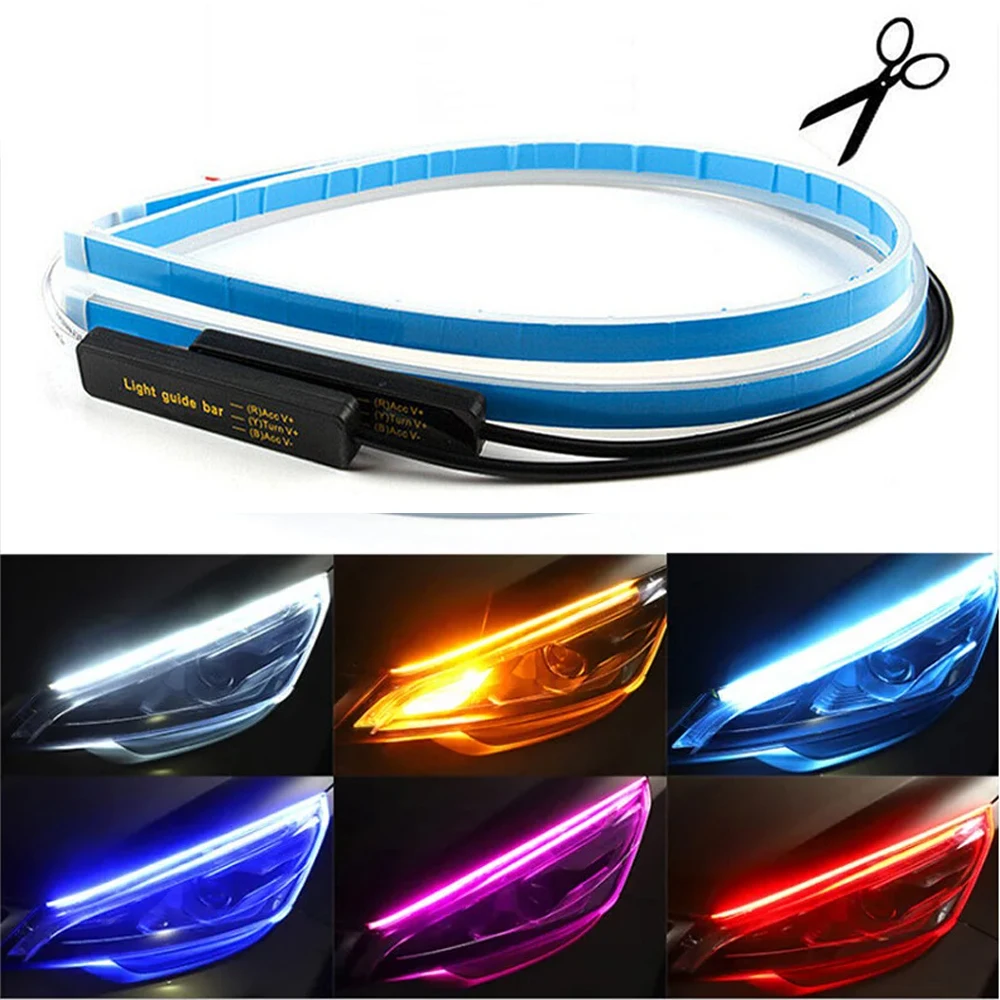 

Car led DRL Daytime Running Light Strip Waterproof 30cm 45cm 60cm Flexible Soft Tube Guide Headlight LED Strip Lights